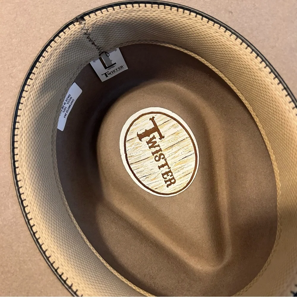 Twister 100% Wool Tan Hat with Pink Ribbon